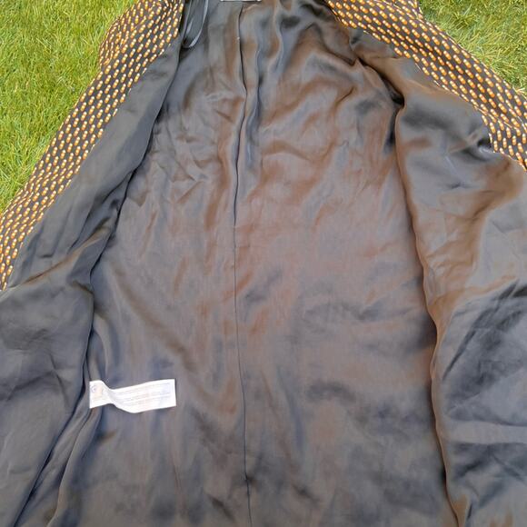 MNG Mango Geometric Print Single Button Satin Long Line Quarter Sleeve Blazer M - Picture 8 of 10